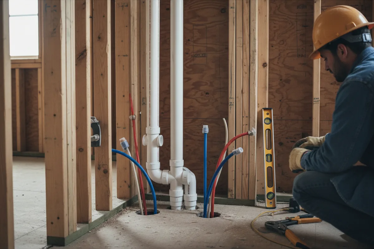 Drain and supply rough-in during Garbage Disposal Repair in Lead