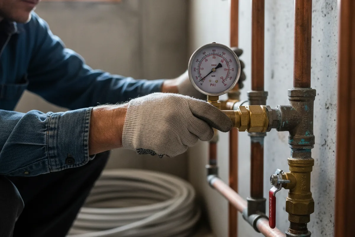 Pressure testing a repaired line during Water Line Repair in Lead